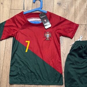 Ronaldo (Portugal) Kids Soccer Jersey - Red and Green